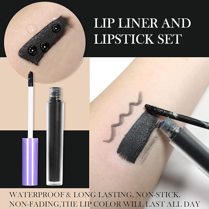DAGEDA Matte Liquid Lipstick, 2Pcs Lip Liner DAGEDA