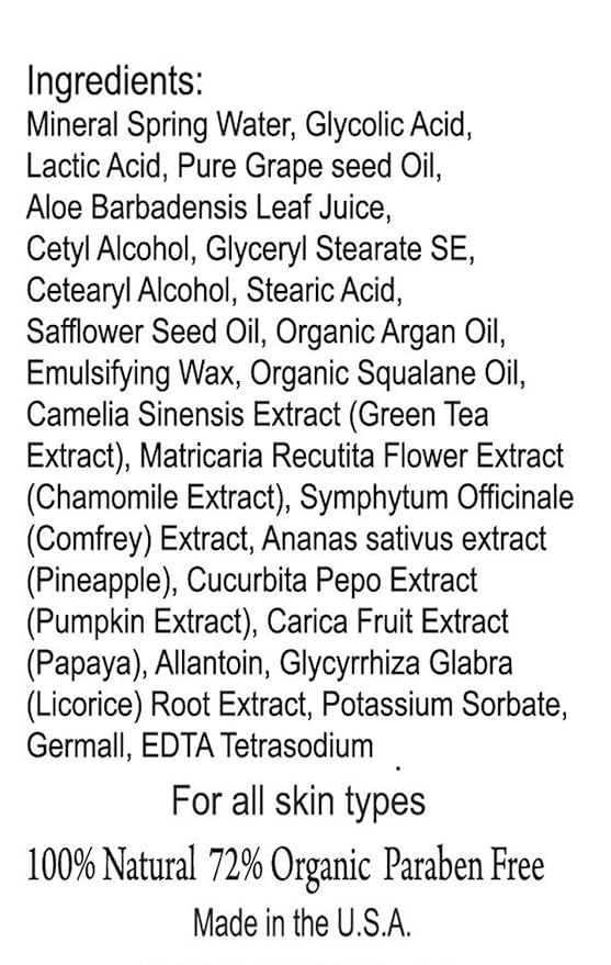 Skin Care Magic Lotion- 10% Glycolic 5% Lactic Acid Exfoliatingl Body Lotion w/Green Tea, Argan Oil, Papaya, Licorice.