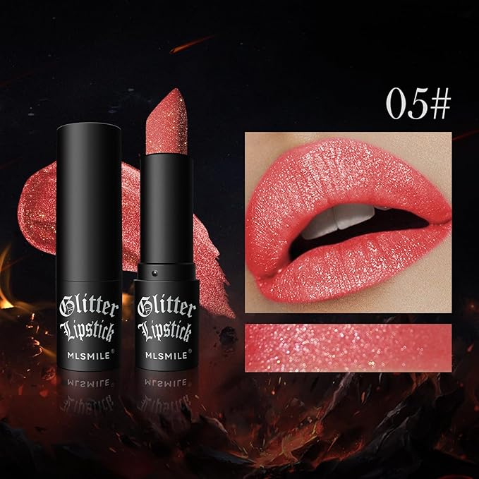 Glitter Lipstick, Women's Diamond Shiny Matte Lip Gloss, Glitter