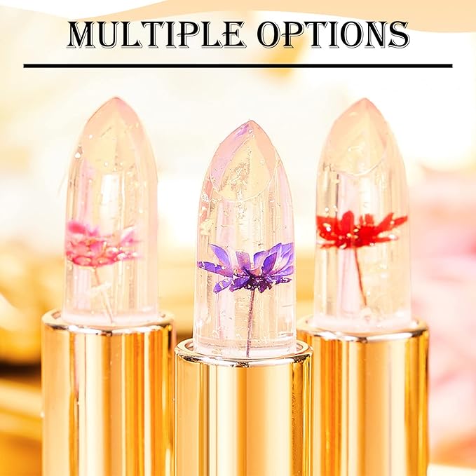 3 Colors Crystal Flower Jelly Lipstick Set,Magic Temperature Set,Magic