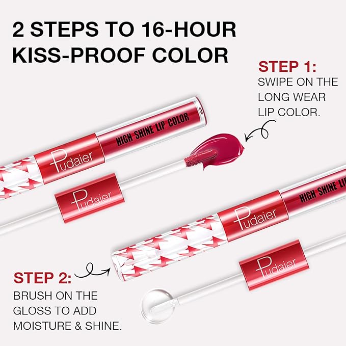 Liquid Lipstick with Clear Lip Gloss, Liquid Lip Gloss,