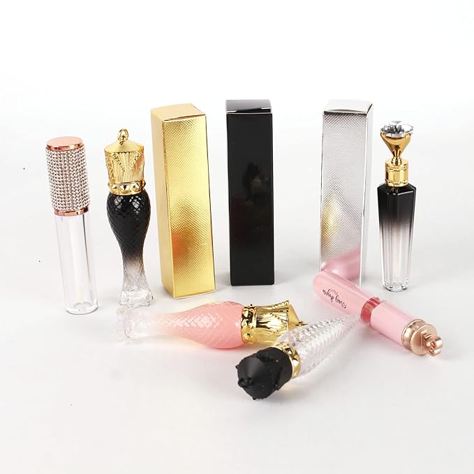 COSIDEA 50 PCS Gold Pink Lip Gloss Boxes W27 xW27 xH115mm /1.06 * 1.06 * 4.53 inch, Cosmetic Perfume/Mascara Box Packaging for Small Business Wholesale, small Kraft Paper Box