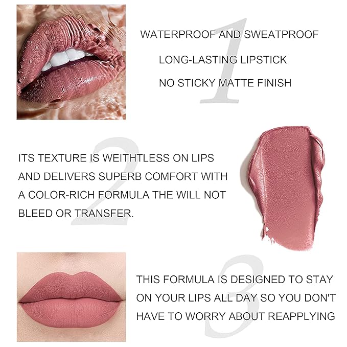 3 Colors Matte Liquid Lipstick Sets , Matte Long-Lasting