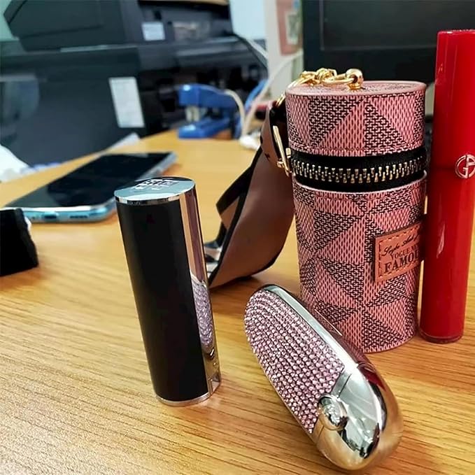 2Pcs Lipstick Organizer, Luxury Leather Lip Gloss Bag, Organizer,