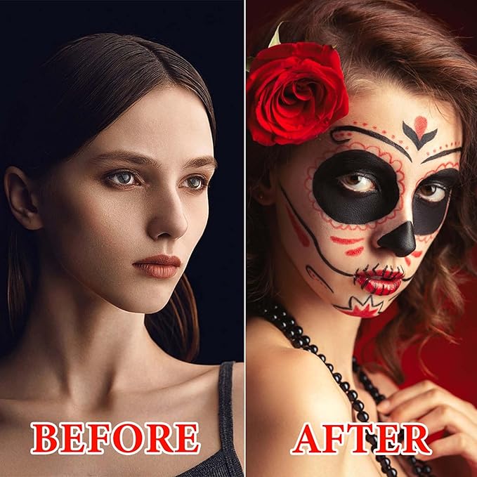3 PCS Matte Black & White & Red Liquid Lipstick,Professional Halloween Special Effects Makeup Long Lasting Waterproof Face Body Paint Lip Gloss for Cosplay Goth Makeup