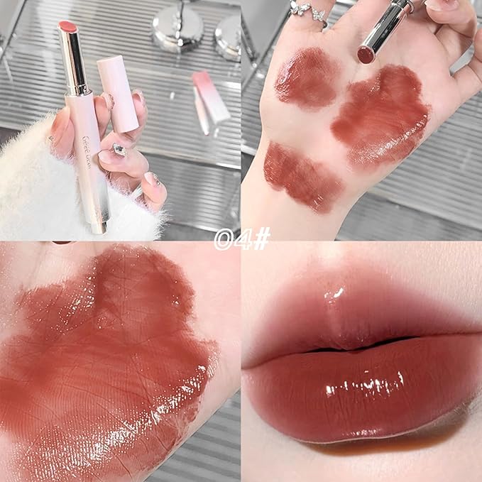 6 Colors Jelly Glossy Lipstick, 6Pcs Nude to Glossy