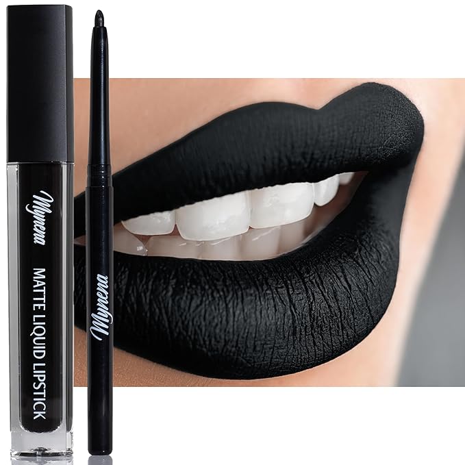 Mynena Black Matte Liquid Lipstick & Liner Kit Lipstick