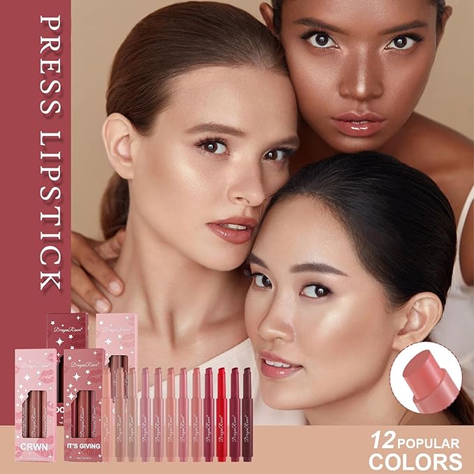 Upgrade Press Lipstick Set,3 Colors Natural Velvet Long Upgrade