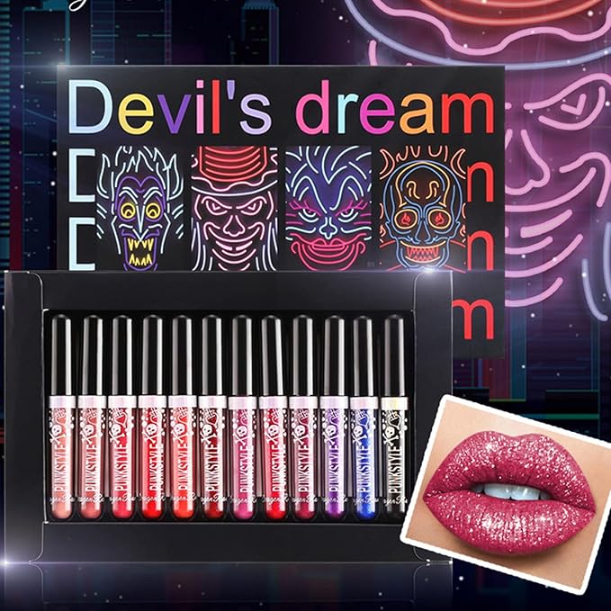 12Pcs Long-Lasting Matte Nude Lip Gloss Lipstick Lip Long-Lasting