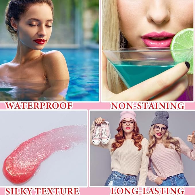 4Pcs Lip Tint Stain Set,Lip Liquid Lipstick Water Gloss