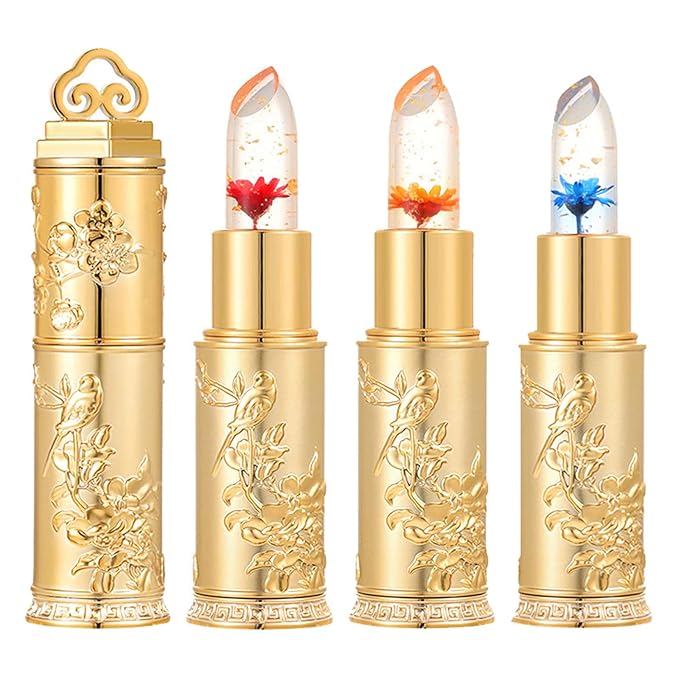 Crystal Flower Lipstick,Color Changing Jelly Flower Lip Balm, Changing