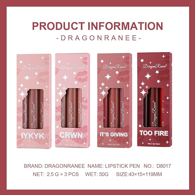 Upgrade Press Lipstick Set,3 Colors Natural Velvet Long Upgrade