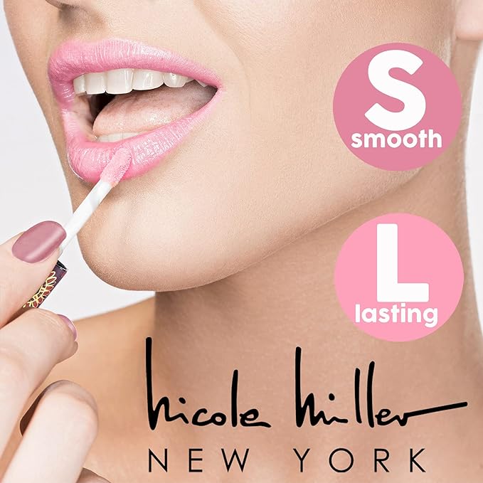 Nicole Miller Lip Gloss Collection, 10 Count (Pack of 1), Pink Shimmer