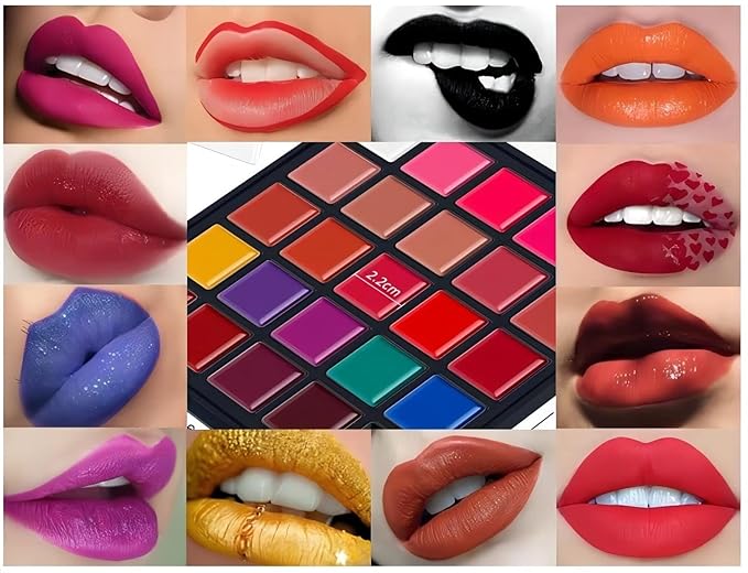 25 color Lipstick Lip Gloss Palette 24H Long-lasting moisturizing Waterproof matte Lip Palette Makeup,Pigmented Festival Halloween Body Face Paint Matte Lipstick Set