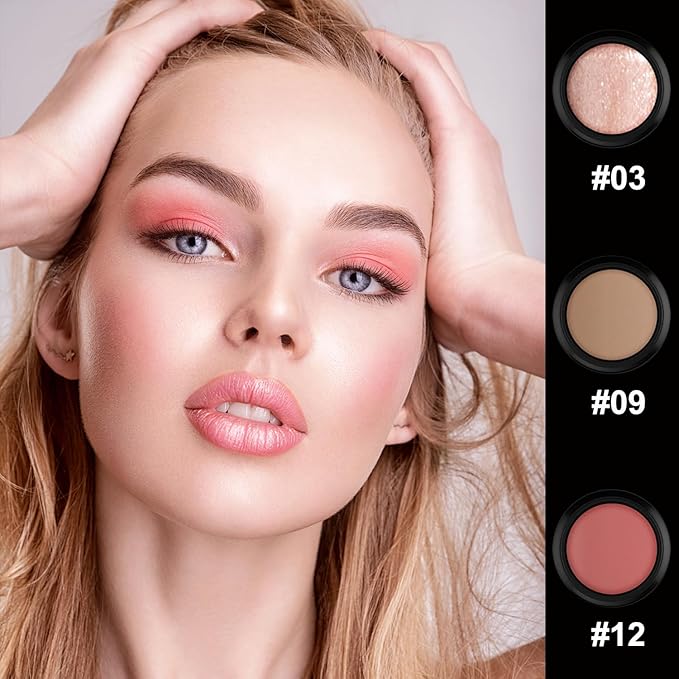 PHOERA Foundation,3 PCS Contour Stick Makeup Kit, Shades Warm peach+#03,#09,#12)
