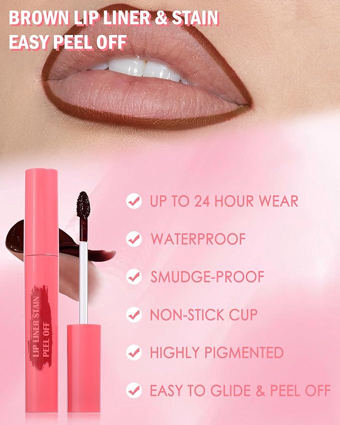 Brown Peel Off Lip Liner Stain & Brown Lip