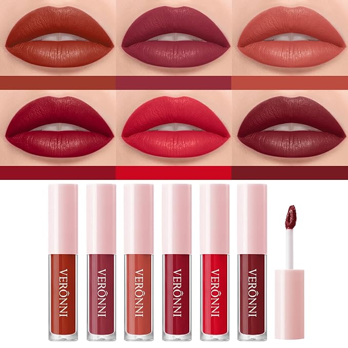 Nude Lipstick Set,6 Colors Matte Liquid Lipstick Set Long-Lasting