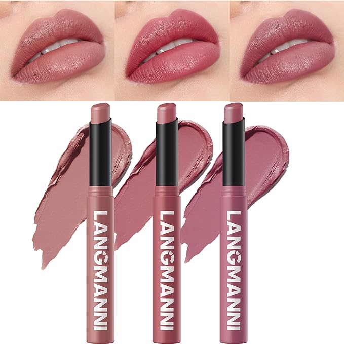 Jolilab 3 Pcs Velvet Matte Lipstick Nude Matte Lipstick