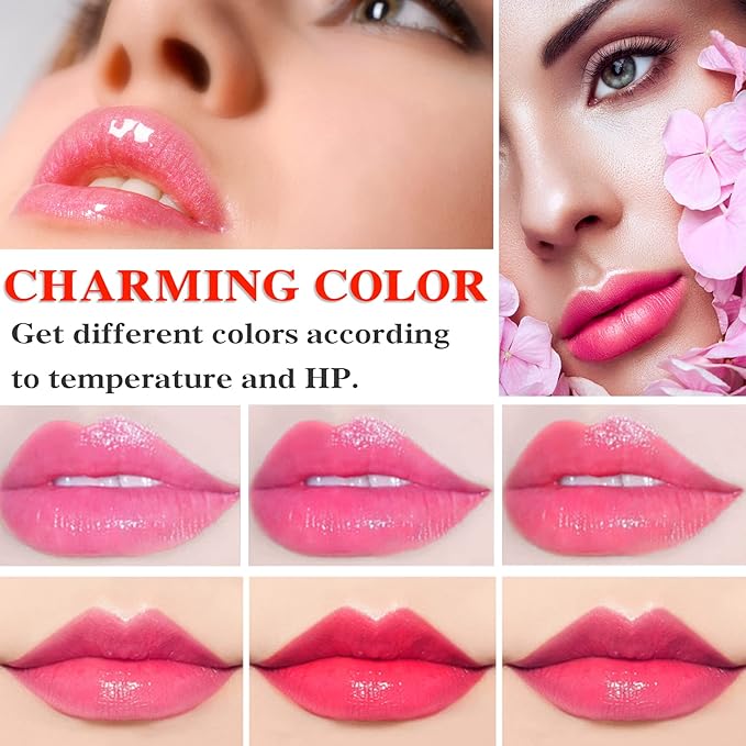 2 Pack Crystal Jelly Flower Lipstick,Magic Temperature Color Change Lip Gloss Lip Stick PH Clear Magic Lipstick Long Lasting Nutritious Moisturizing Lip Balm(Set A)