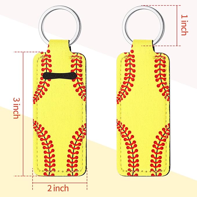 Patelai 20 Pieces Softball Lipstick Holder Keychain Lipstick