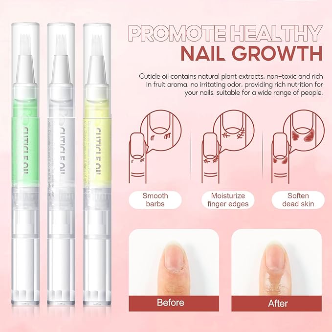 Peacecolor 16Pcs Cuticle Oil Pen for Nails Portable Nail Moist Nail Strengthener Nail Care Kit for Nail Treatment Care Nail Softener and Strengthener