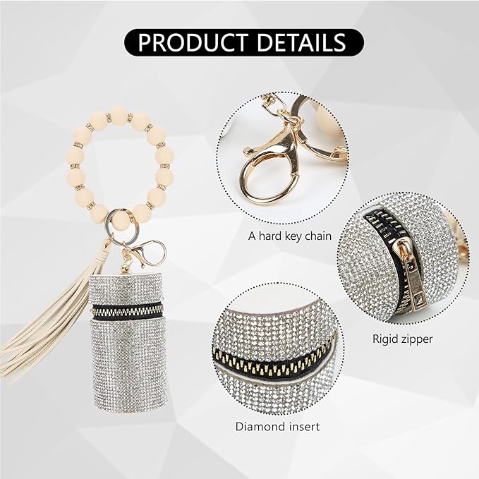 Lipstick Keychain, Leather Diamond Lip Gloss Holder, Stylish Gloss