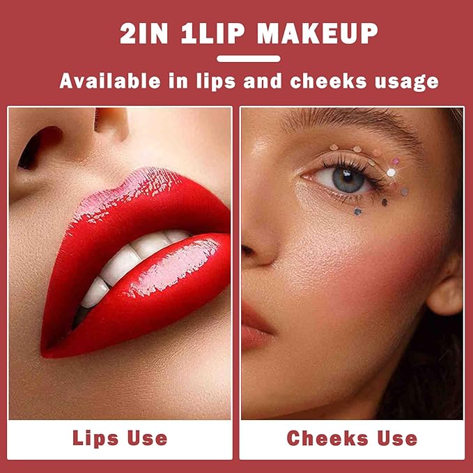 3PCS Lip Tint Stain Set Water Tint Vivid Color Lip Stain Long Lasting Waterproof Lip Gloss Moisturizing Multi-Use Matte Liquid Lipstick Lip and Cheek Tint Makeup - Set A