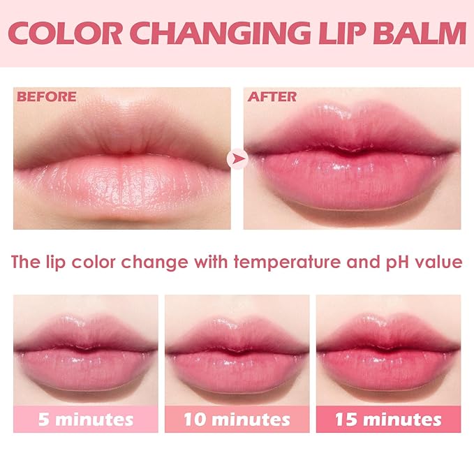 FOCALLURE Moisturizing Lipstick,Color Changing Tinted Lip Balm,Hydrating PH Lipstick,Col