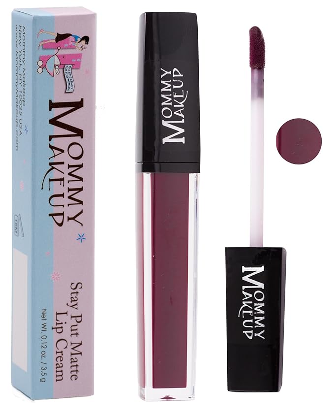 Mommy Makeup Stay Put Matte Lip Cream | Kiss Proof Lipstick in Madonna (A Deep Aubergine) Transfer Proof, Smudge Proof, Waterproof, Non Drying, Long Wear Lipstick