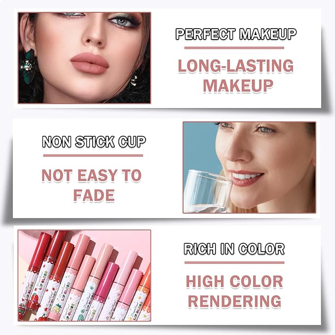 AWCCXMYM 3Pcs Lip Gloss Set Matte Lipstick Lip Gloss