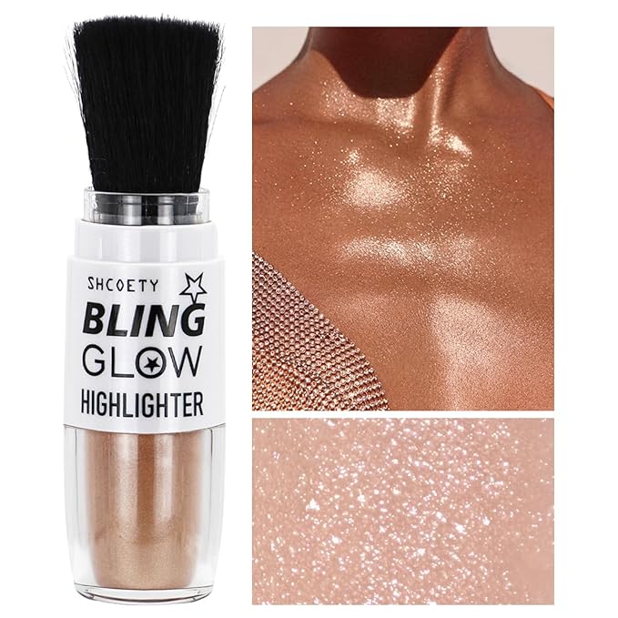 Glitter Powder Highlighter Makeup, Fairy Highlight Shimmer Body Kit(03# Champagne)