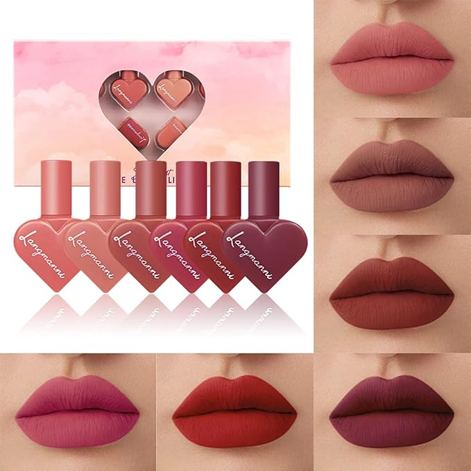 12Pcs Long-Lasting Matte Nude Lip Gloss Lipstick Lip Long-Lasting
