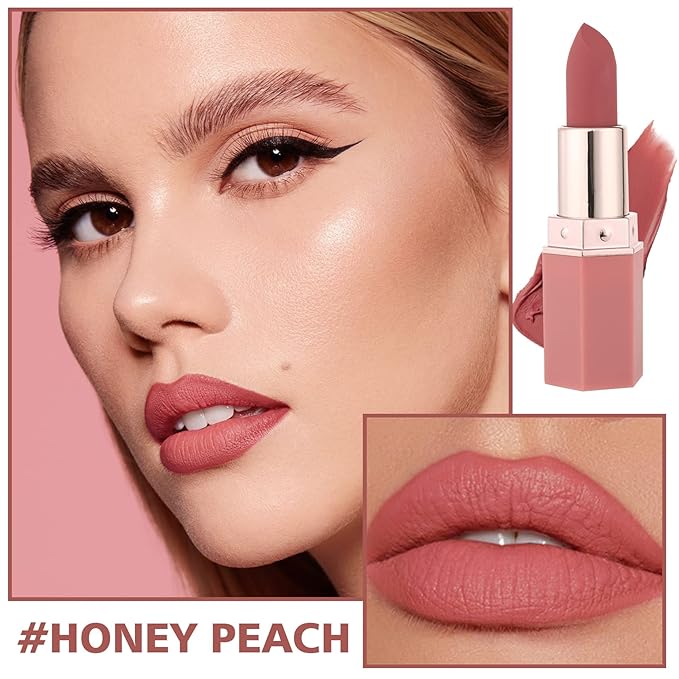 CAHIUYOA 2PCS Matte Nude Lipstick Lip Stain Velvet Long