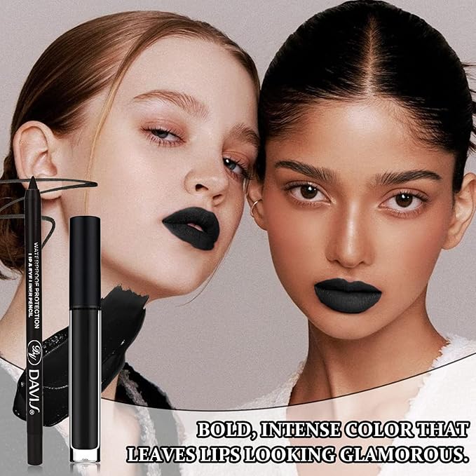 Matte Lipstick Black Lipstick And Lip Liner Set Gloss