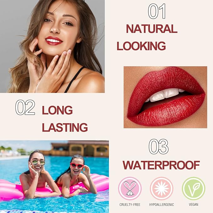 Women Matte Lipstick Nude Long Lasting Liquid Lipstick, Long