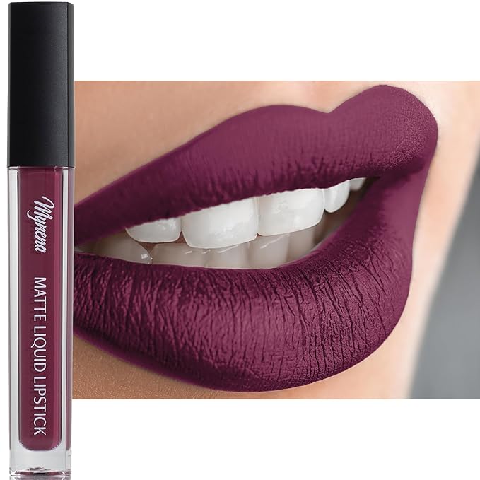 Mynena Dark Purple Long-Lasting Matte Liquid Lipstick Intense Color Smudge-Proof & Waterproof Comfortable Hydrating Shea Butter Vegan & Cruelty-Free | Viola