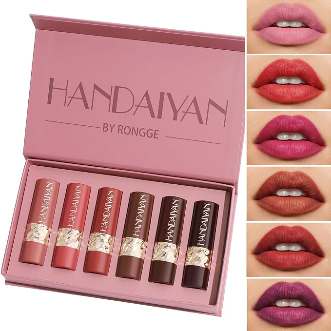 6 Colors Nude Lipstick, Matte Velvet Smooth Solid Long