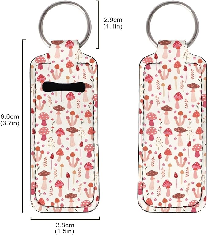 Horeset Cartoon Mushroom Pattern Lipstick Holder Keychains Stylish Ring