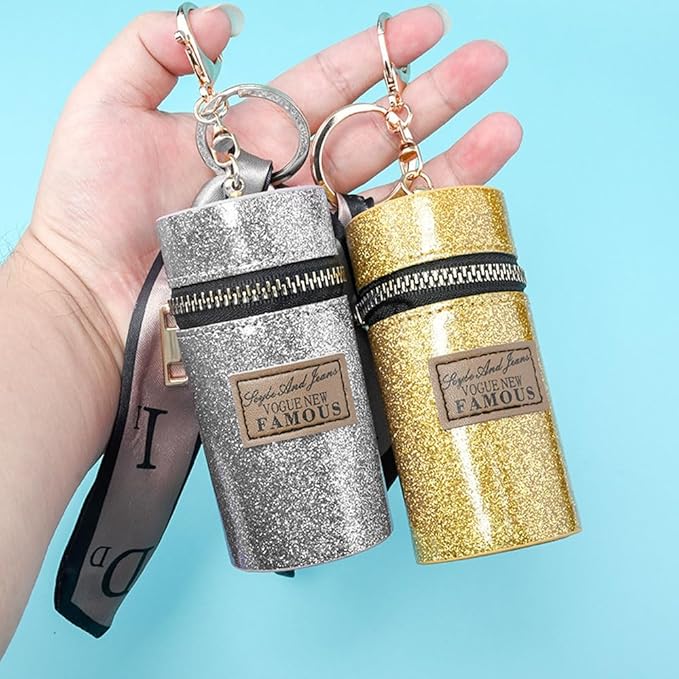 2 PACK Lipstick Case Keychain, Lipstick Organizer, Zipper Organizer,