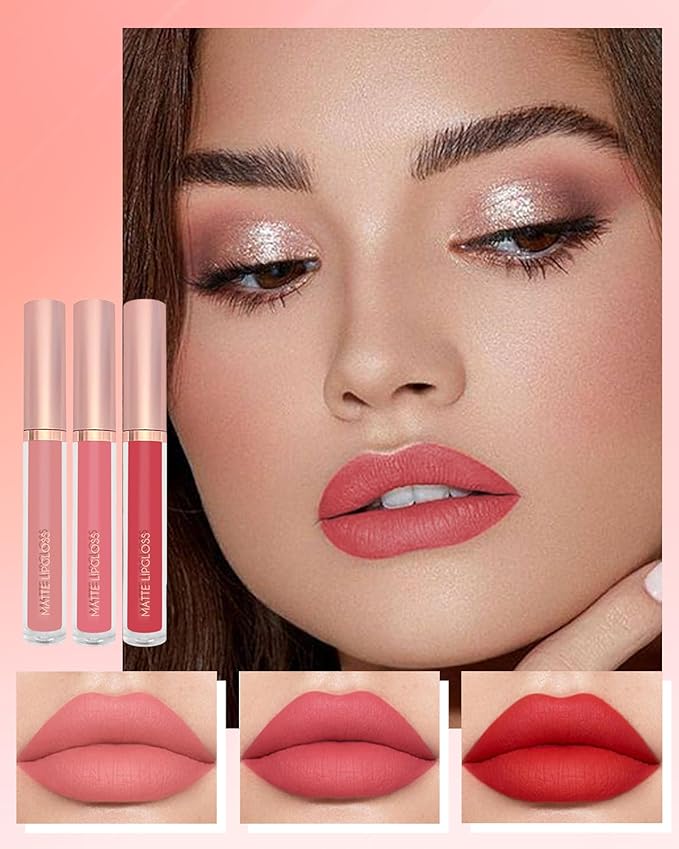 3Pcs Matte Liquid Lipstick Set, High Pigmented Lip High