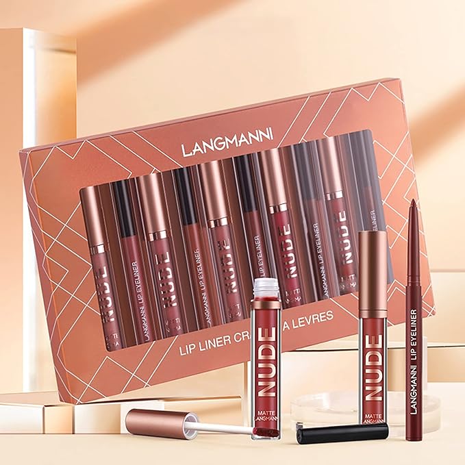 12Pcs Lip Liner and Lipstick Set, Super Long Long