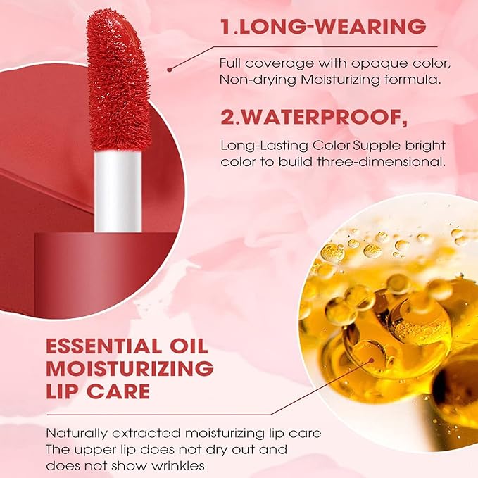 12Pcs Long-Lasting Matte Nude Lip Gloss Lipstick Lip Long-Lasting