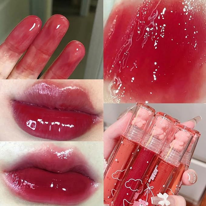 Yasovigi 6pcs Jelly Lip Gloss Bear Lip Stain Yasovigi