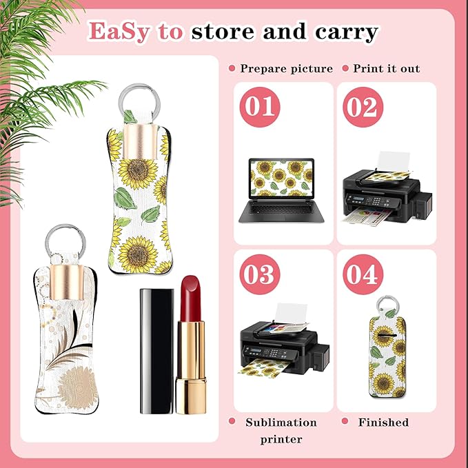 20 Pieces Sublimation Chapstick Holder, Sublimation Keychain Blanks, Ring