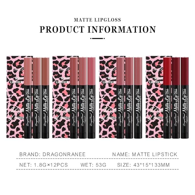 Three Lipstick Automatic Rotary High Pigment Red Pink High