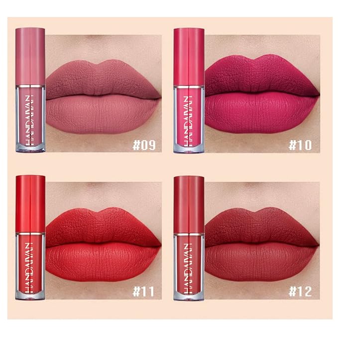 12Pcs Long-Lasting Matte Nude Lip Gloss Lipstick Lip Long-Lasting