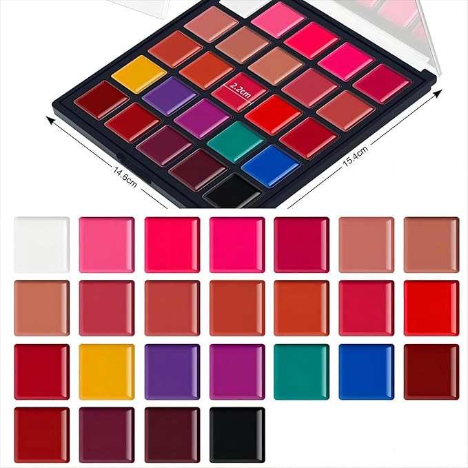 25 color Lipstick Lip Gloss Palette 24H Long-lasting moisturizing Waterproof matte Lip Palette Makeup,Pigmented Festival Halloween Body Face Paint Matte Lipstick Set