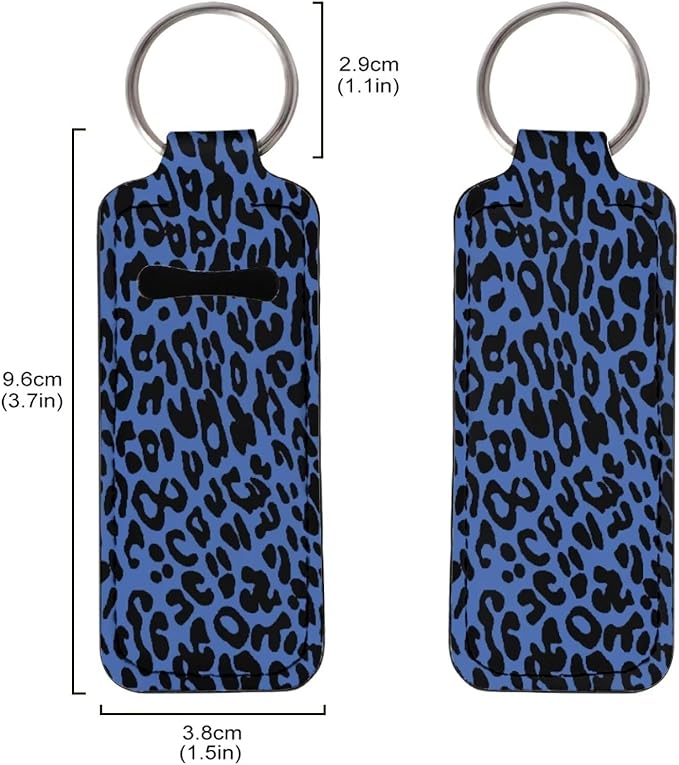 Horeset Blue Leopard Print Chapstick Holder Keychain Lipstick Vintage