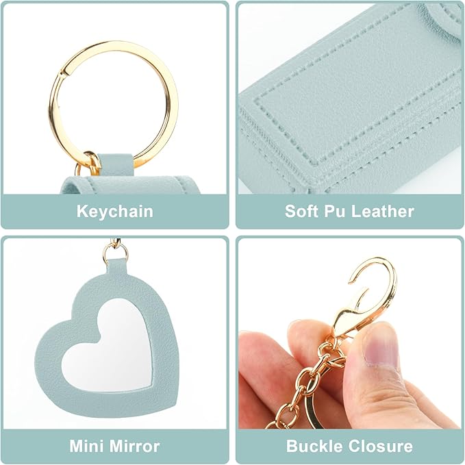 Lipstick Organizer Keychain Chapstick Case with Mirror Organizer