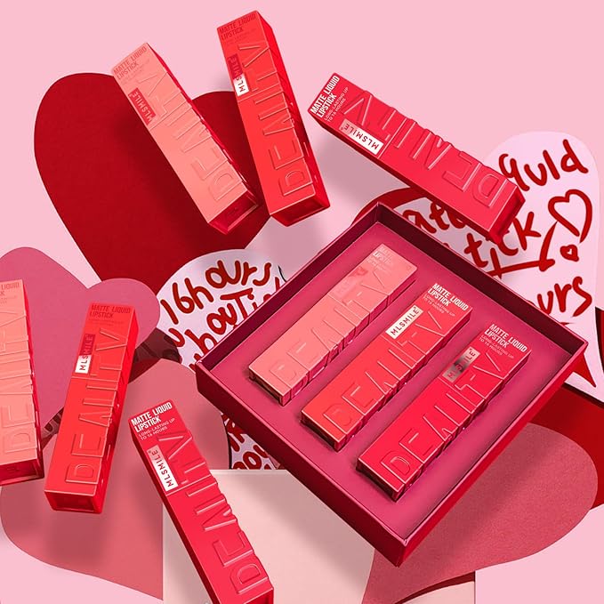 6 Colors Matte Liquid Lipstick Set, Velvet Smooth Gloss,